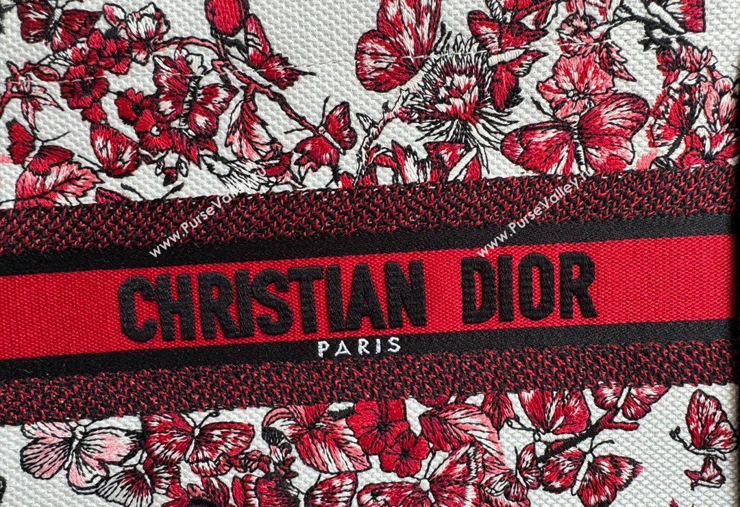 Dior Small Book Tote Bag Bag in White and Red Le Cœur des Papillons Embroidery 2024 (BF-240415078)