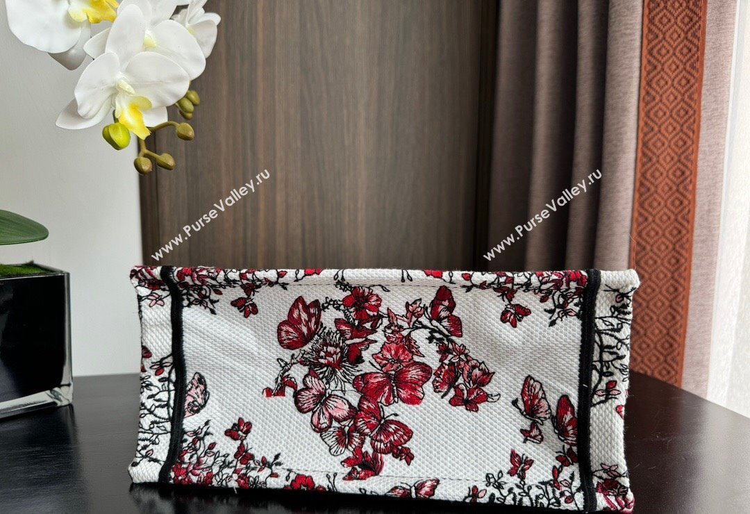 Dior Small Book Tote Bag Bag in White and Red Le Cœur des Papillons Embroidery 2024 (BF-240415078)