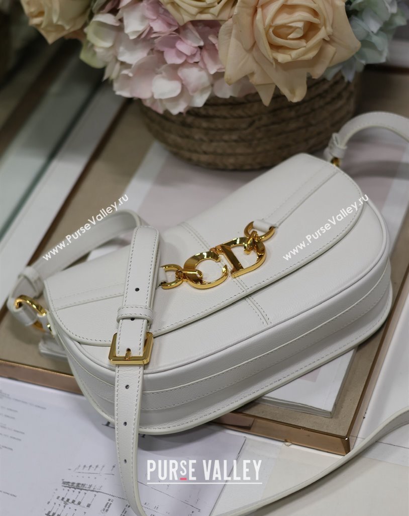 Dior Small CD Besace Shoulder Bag in Calfskin White 2024 (XXG-240415062)