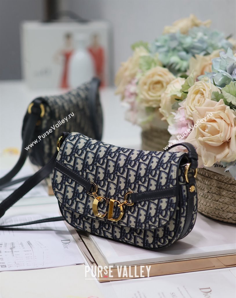 Dior Small CD Besace Shoulder Bag in Blue Dior Oblique Jacquard 2024 (BF-240415063)