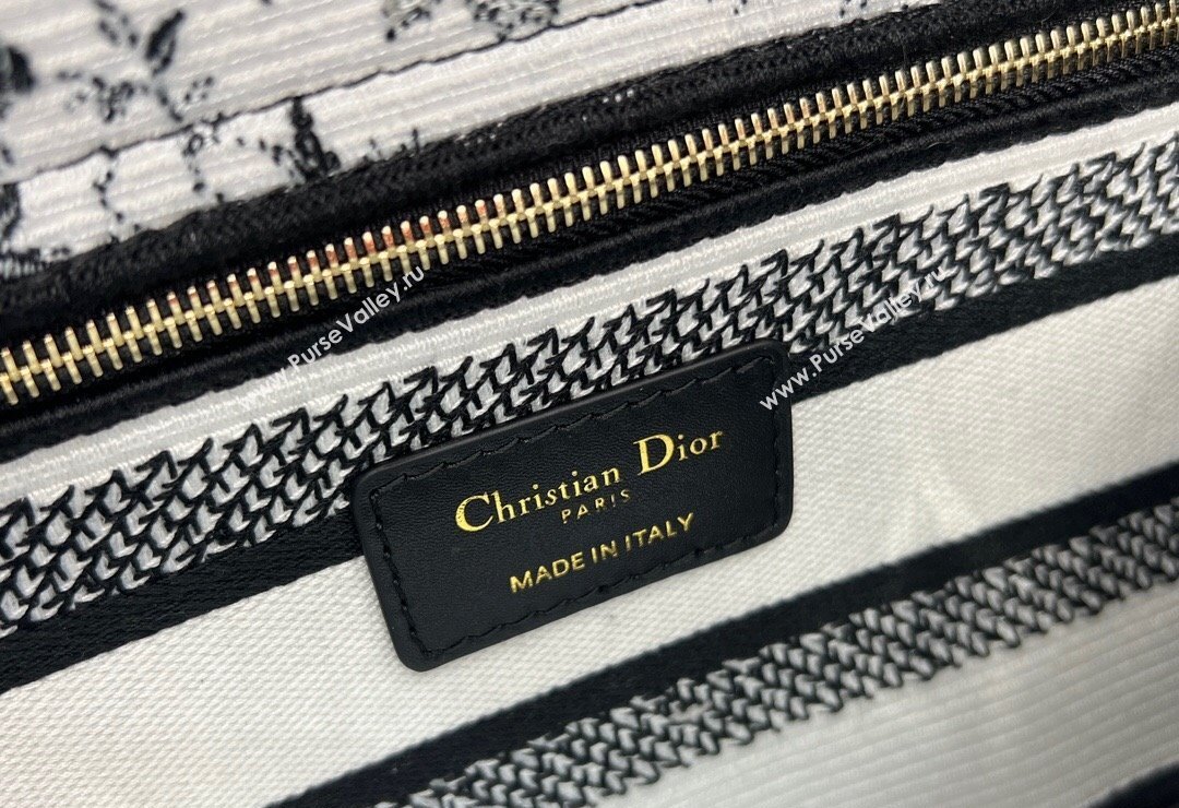 Dior Medium Lady D-Joy Bag in Toile de Jouy Soleil Embroidery White/Black 2024 (XXG-240415064)