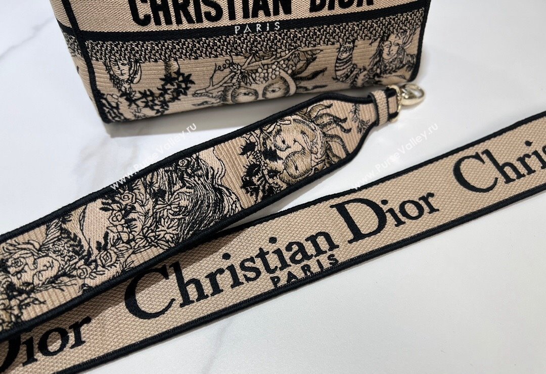 Dior Medium Lady D-Joy Bag in Toile de Jouy Soleil Embroidery Beige/Black 2024 (XXG-240415065)