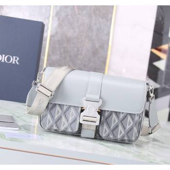 Dior Mens Hit the Road Bag with Strap in CD Diamond Canvas and Calfskin Light Grey 2024 (BF-240415067)