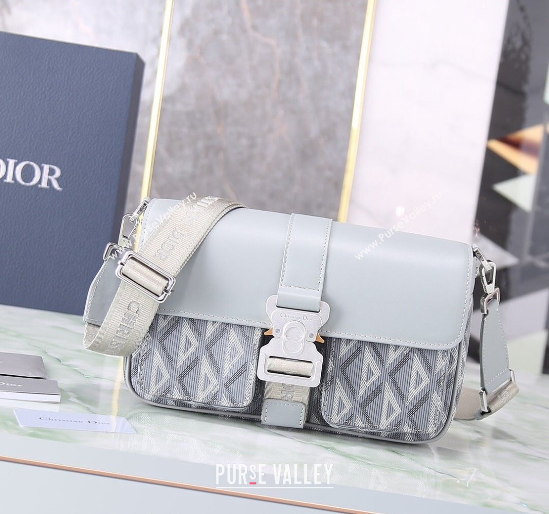 Dior Mens Hit the Road Bag with Strap in CD Diamond Canvas and Calfskin Light Grey 2024 (BF-240415067)