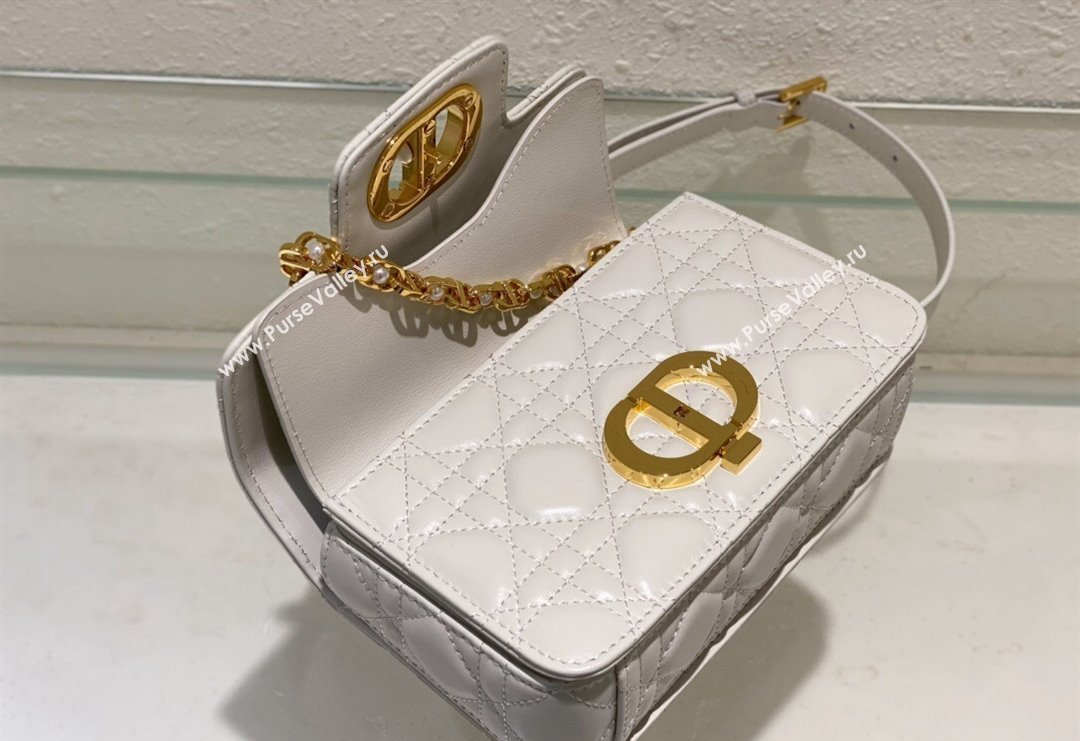 Dior Mini Jolie Top Handle Bag in Cannage Calfskin White 2024 (BF-240415056)