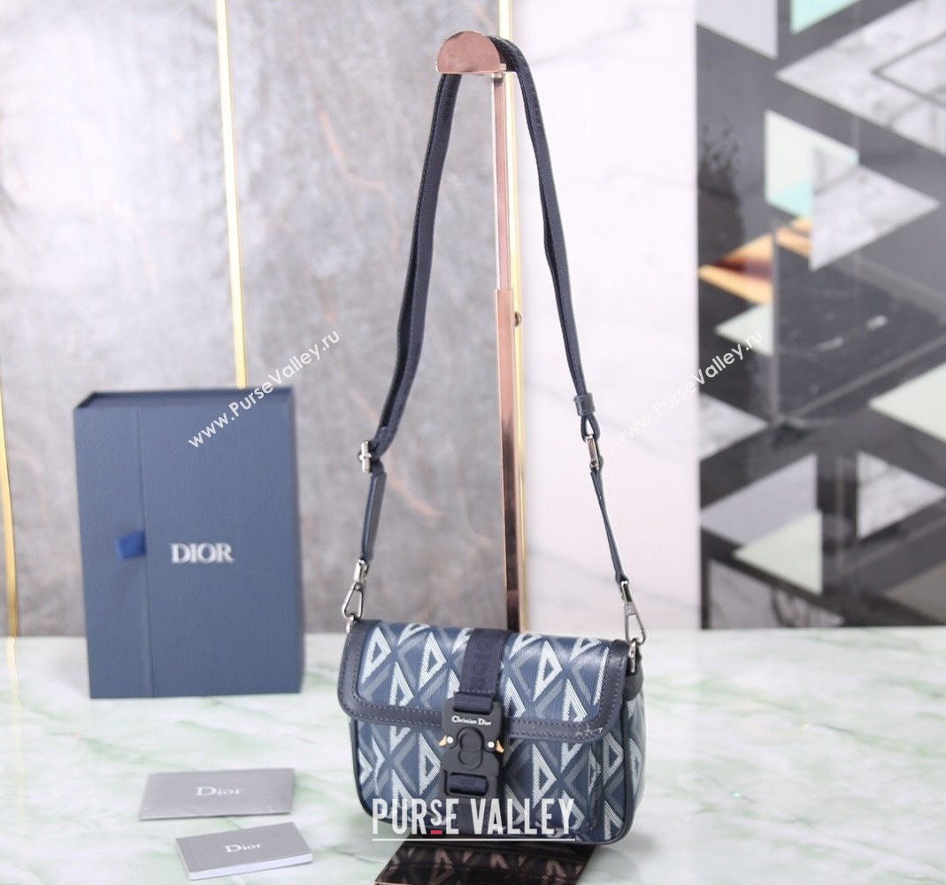 Dior Mens Mini Hit the Road Bag in CD Diamond Canvas Blue 2024 (BF-240415070)