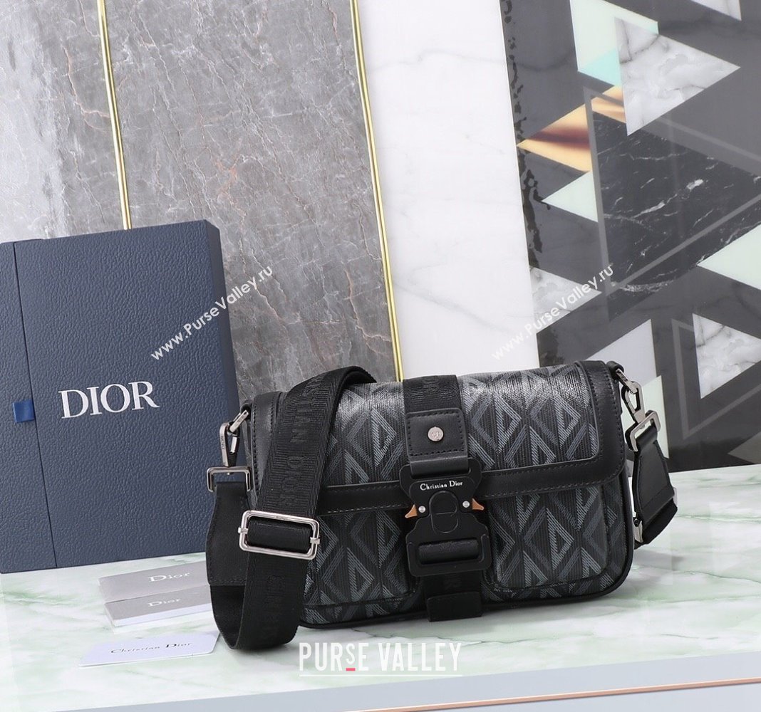 Dior Mens Hit the Road Bag with Strap in CD Diamond Canvas Black 202402 (BF-240415072)