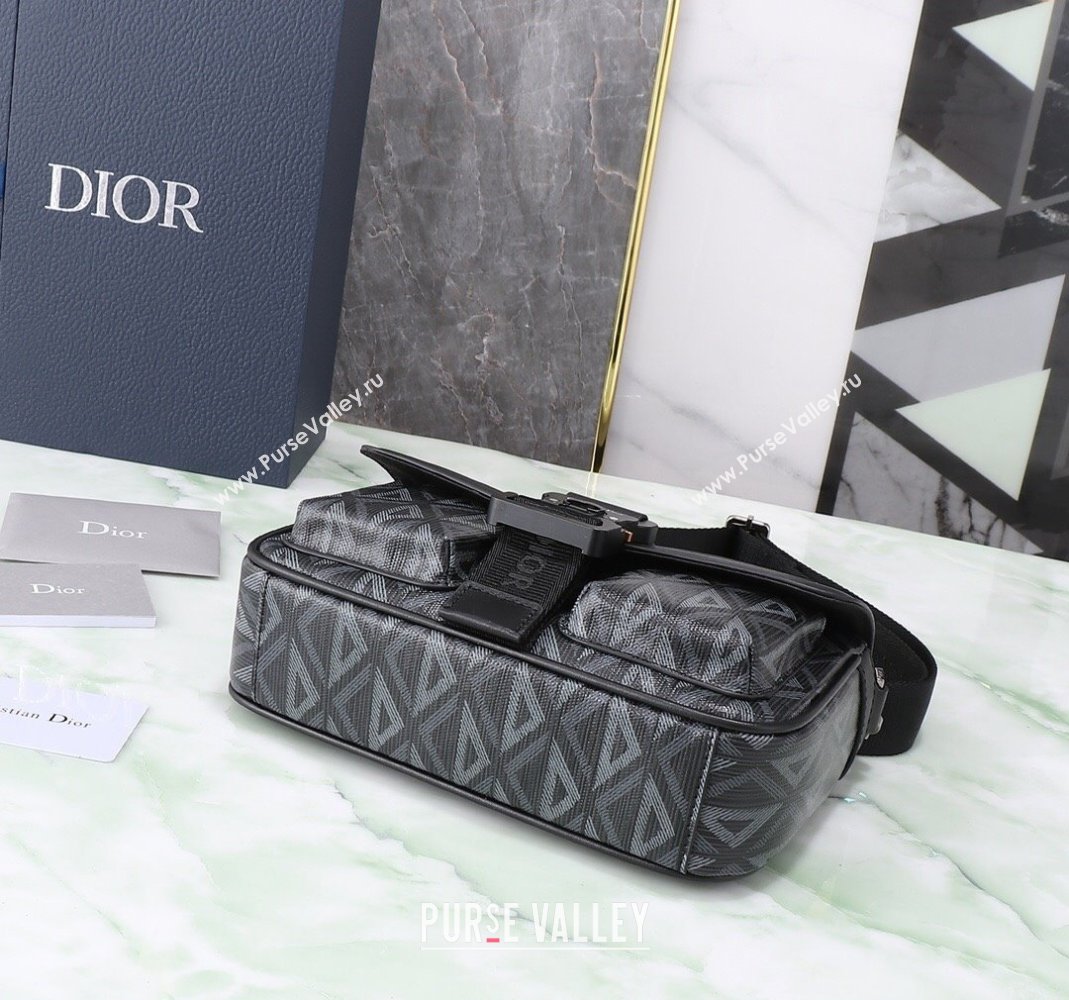 Dior Mens Hit the Road Bag with Strap in CD Diamond Canvas Black 202402 (BF-240415072)