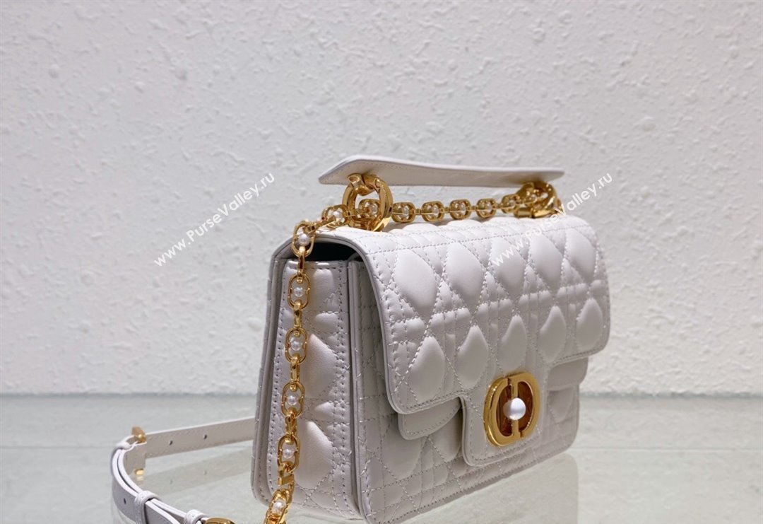 Dior Small Jolie Top Handle Bag in Cannage Calfskin White 2024 (BF-240415059)