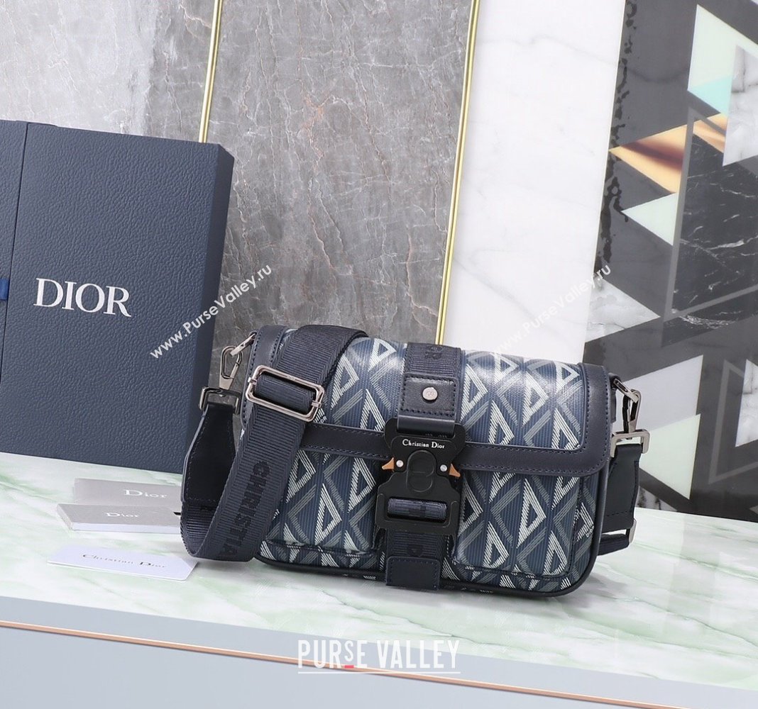 Dior Mens Hit the Road Bag with Strap in CD Diamond Canvas Blue 202402 (BF-240415074)