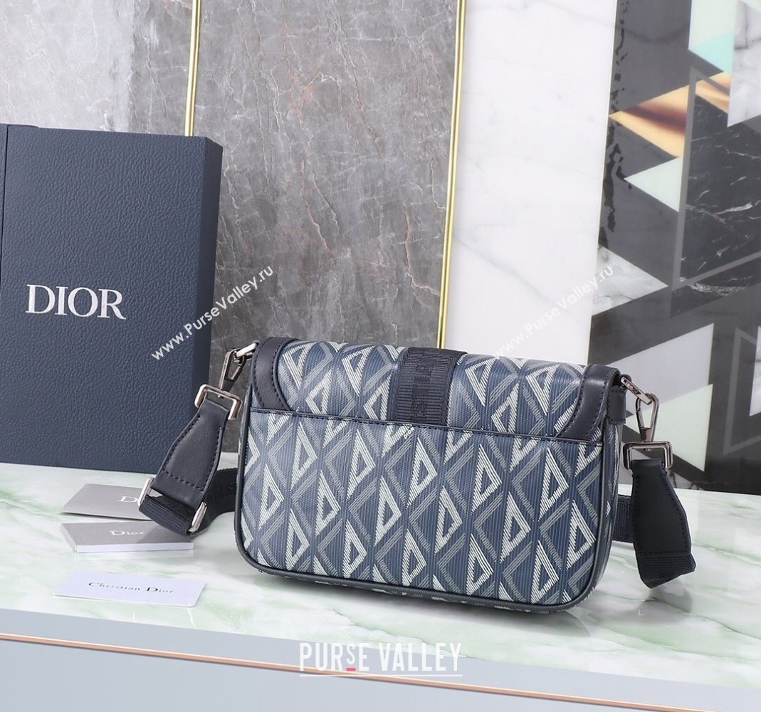 Dior Mens Hit the Road Bag with Strap in CD Diamond Canvas Blue 202402 (BF-240415074)