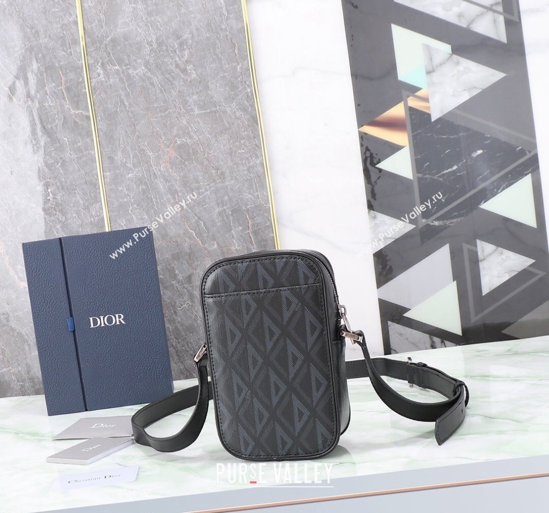 Dior Mens Hit the Road Mini Crossbody Bag in CD Diamond Canvas Black 2024 (BF-240415077)