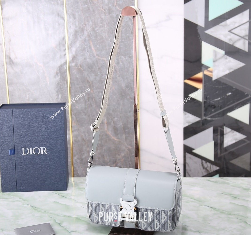 Dior Mens Hit the Road Bag with Strap in CD Diamond Canvas and Calfskin Light Grey 2024 (BF-240415067)