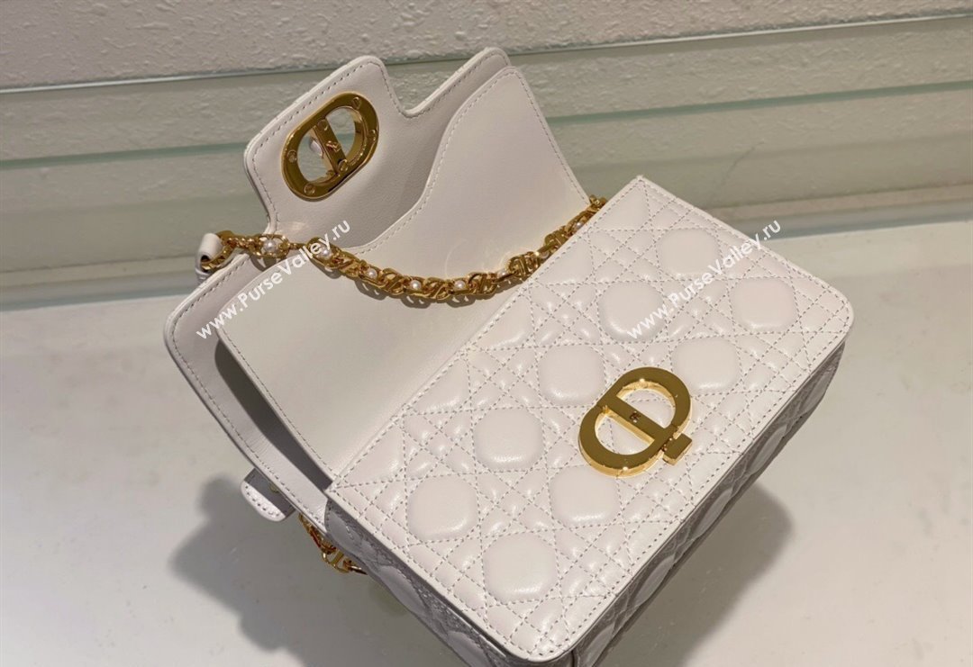Dior Small Jolie Top Handle Bag in Cannage Calfskin White 2024 (BF-240415059)