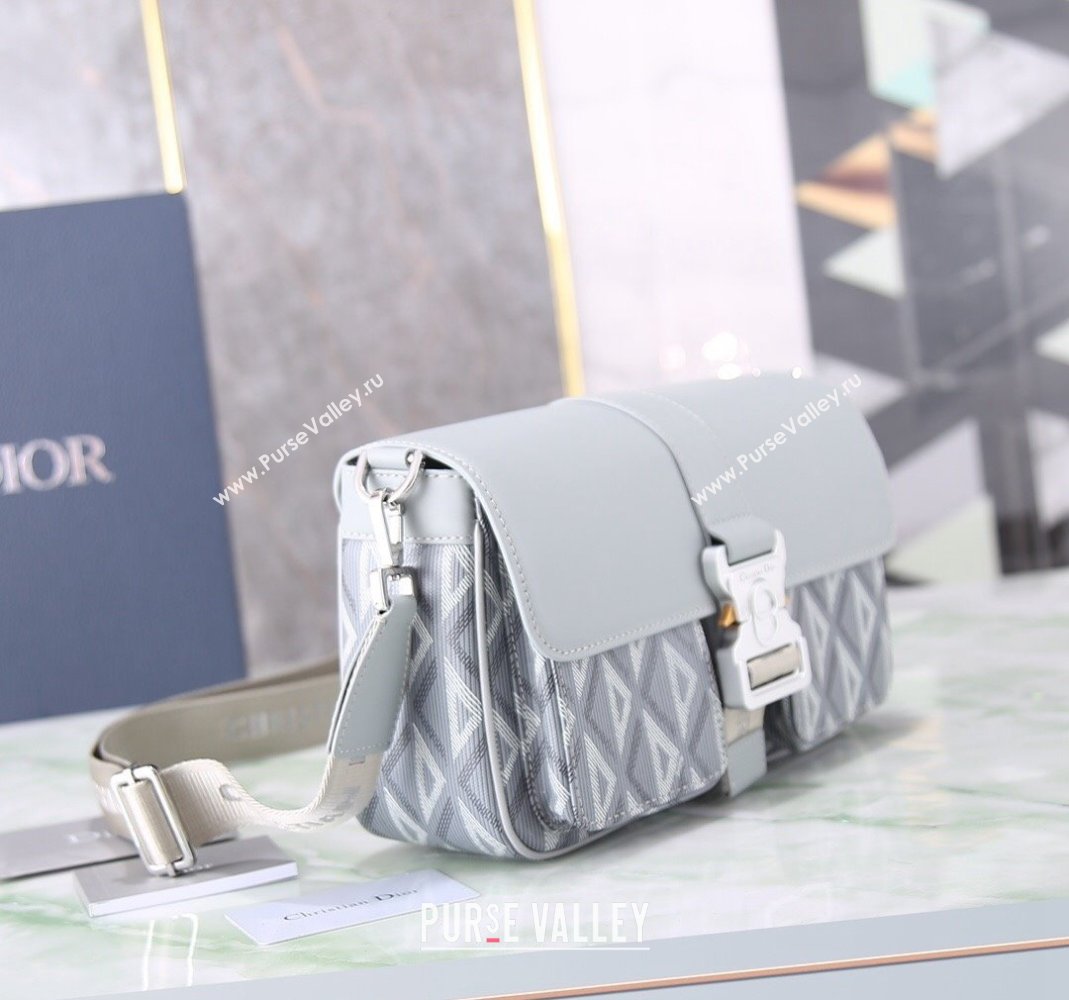 Dior Mens Hit the Road Bag with Strap in CD Diamond Canvas and Calfskin Light Grey 2024 (BF-240415067)