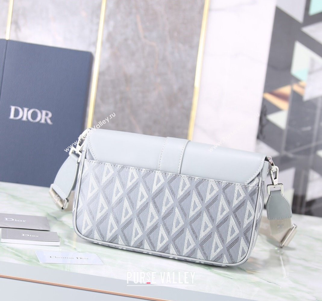 Dior Mens Hit the Road Bag with Strap in CD Diamond Canvas and Calfskin Light Grey 2024 (BF-240415067)