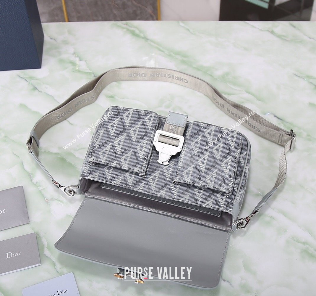 Dior Mens Hit the Road Bag with Strap in CD Diamond Canvas and Calfskin Light Grey 2024 (BF-240415067)