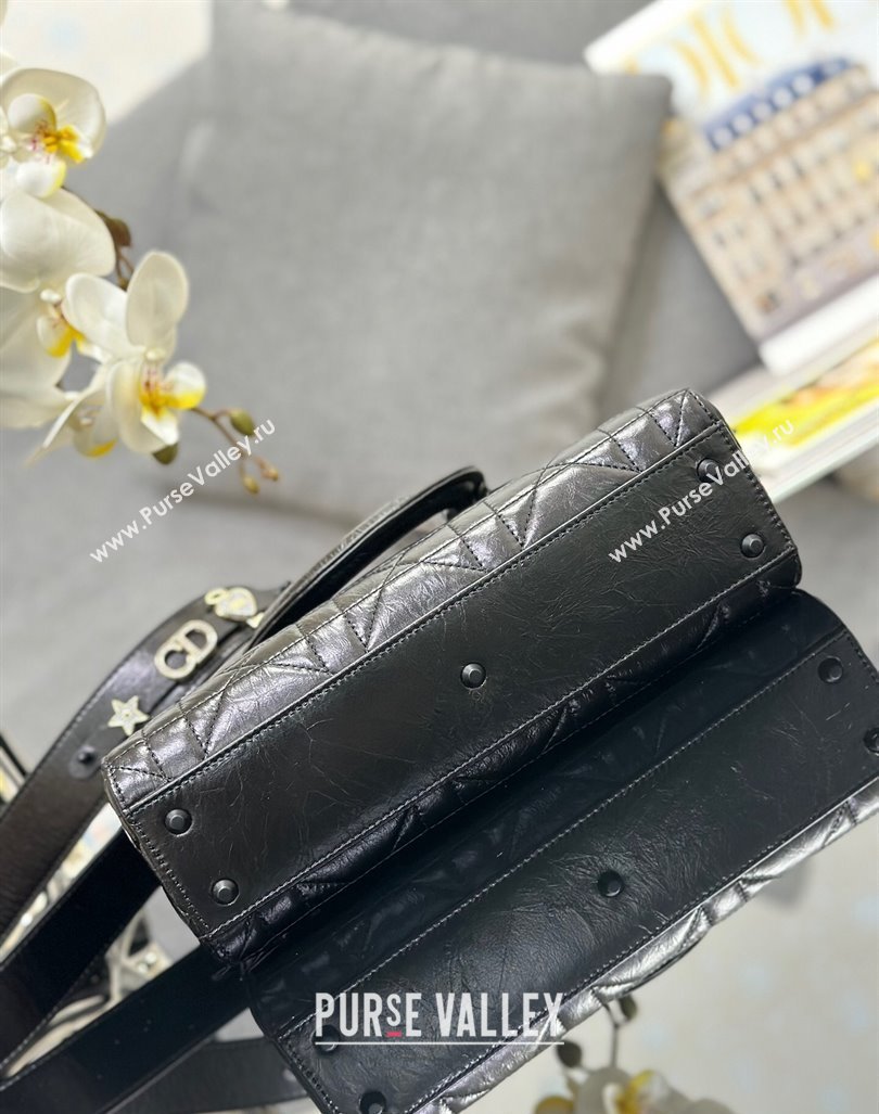 Dior Small Lady D-Sire My ABCDior Tote Bag in Black Macrocannage Crinkled Calfskin 2024 (XXG-240415099)