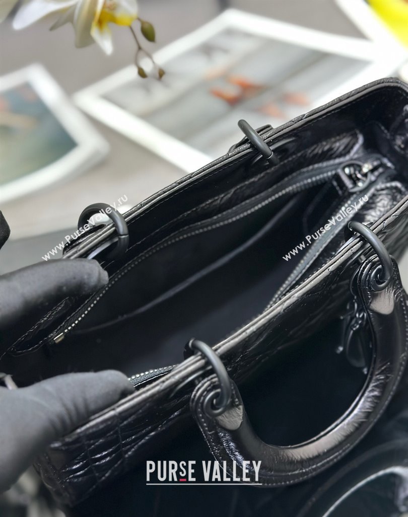 Dior Small Lady D-Sire My ABCDior Tote Bag in Black Macrocannage Crinkled Calfskin 2024 (XXG-240415099)