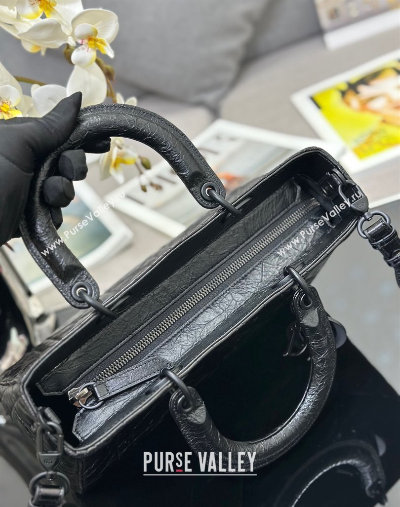 Dior Medium Lady D-Sire My ABCDior Tote Bag in Black Macrocannage Crinkled Calfskin 2024 (XXG-240415100)