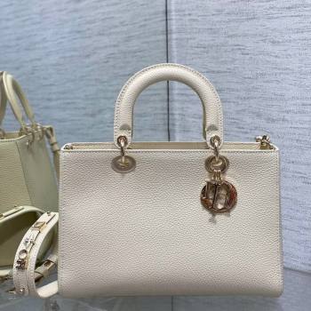 Dior Medium Lady D-Sire My ABCDior Tote Bag in White Grained Calf Leather 2024 (XXG-240415101)