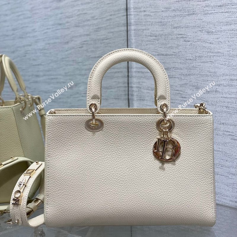 Dior Medium Lady D-Sire My ABCDior Tote Bag in White Grained Calf Leather 2024 (XXG-240415101)
