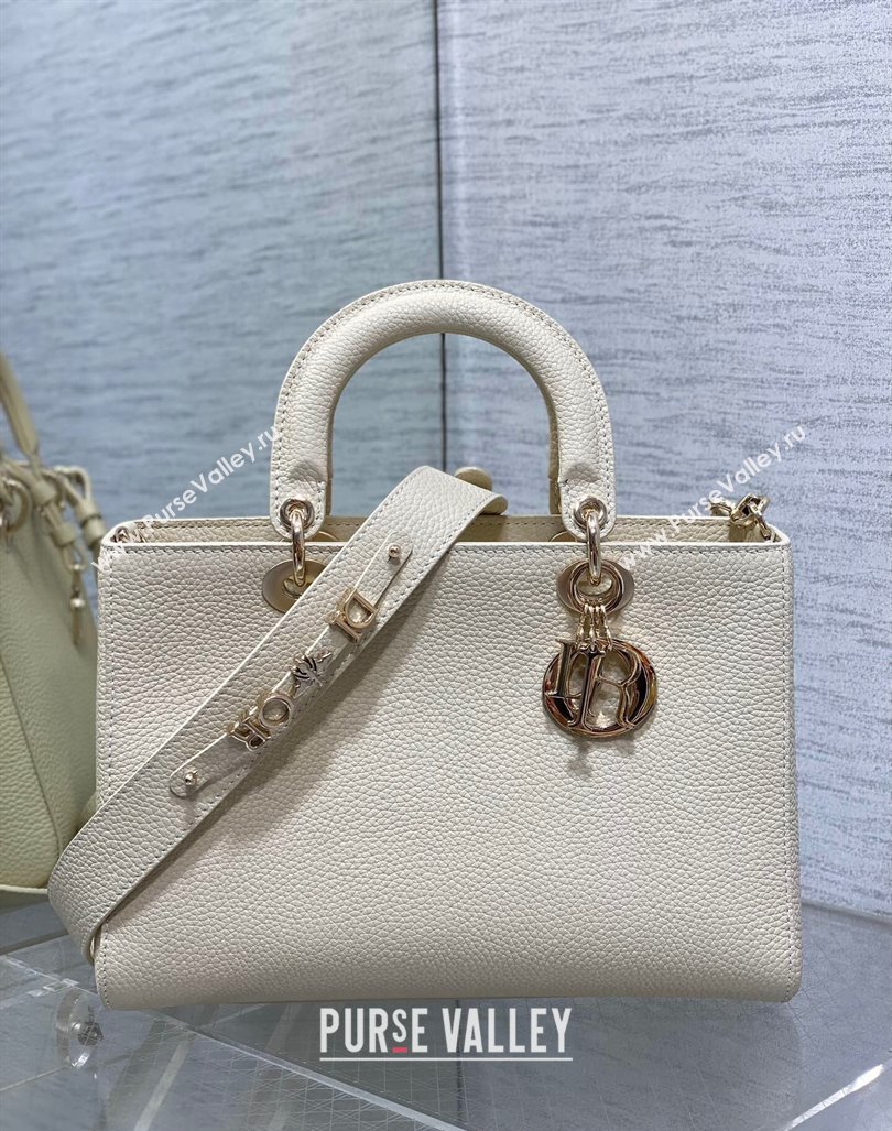 Dior Medium Lady D-Sire My ABCDior Tote Bag in White Grained Calf Leather 2024 (XXG-240415101)