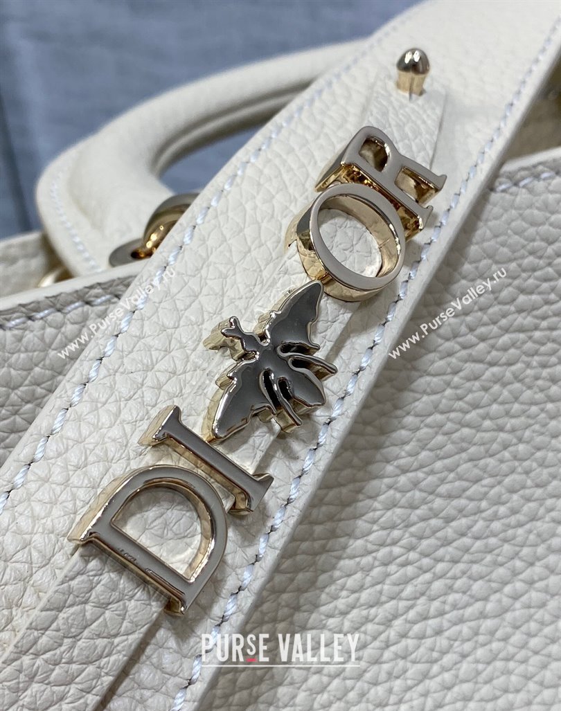 Dior Medium Lady D-Sire My ABCDior Tote Bag in White Grained Calf Leather 2024 (XXG-240415101)