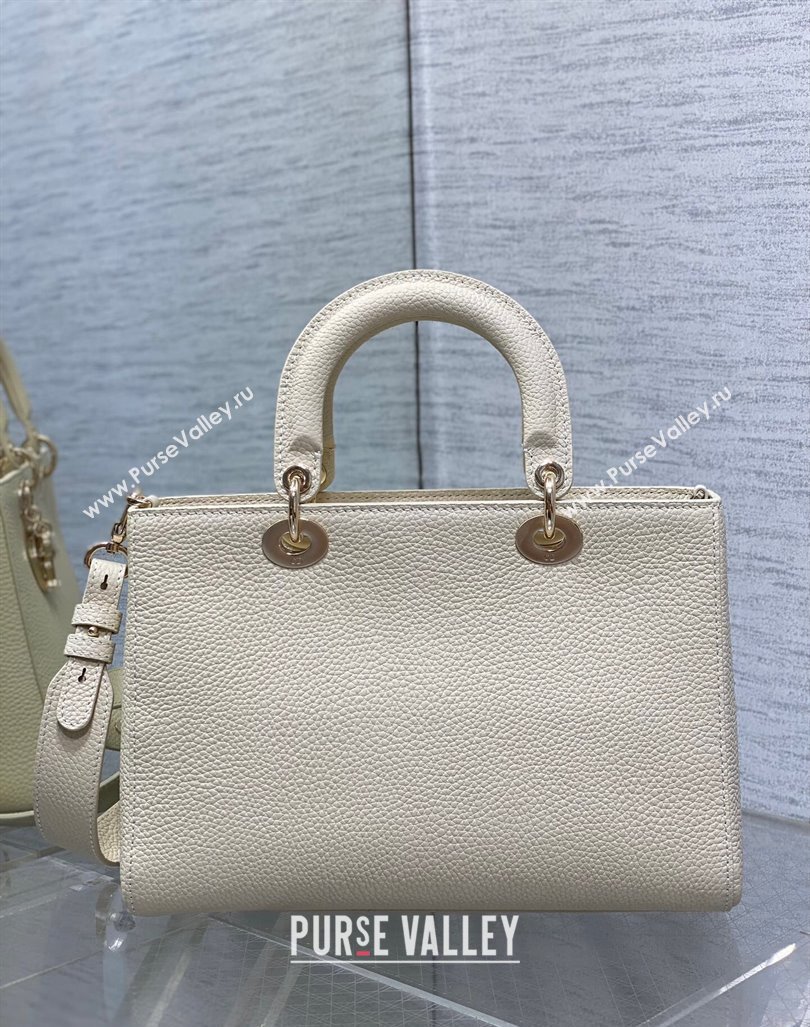 Dior Medium Lady D-Sire My ABCDior Tote Bag in White Grained Calf Leather 2024 (XXG-240415101)