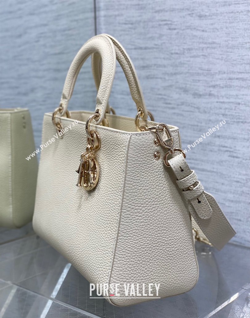 Dior Medium Lady D-Sire My ABCDior Tote Bag in White Grained Calf Leather 2024 (XXG-240415101)