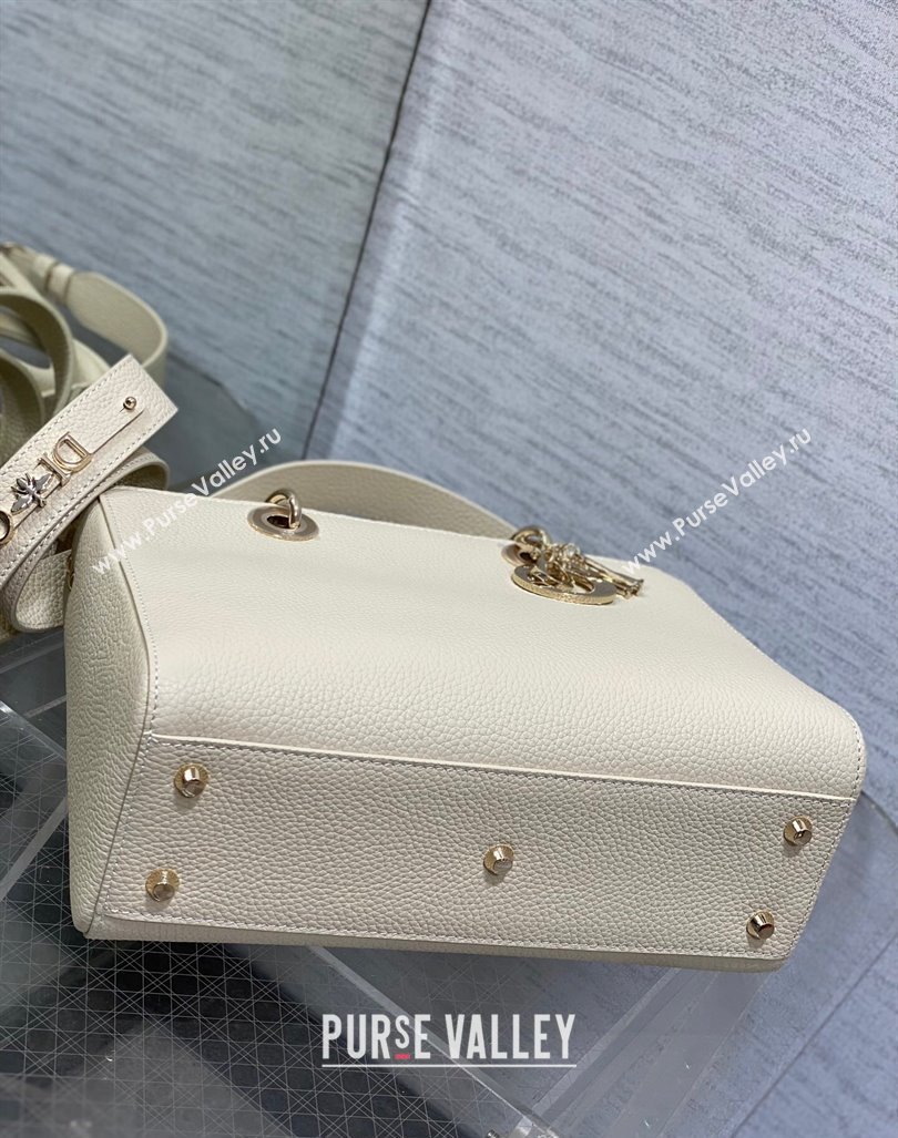 Dior Medium Lady D-Sire My ABCDior Tote Bag in White Grained Calf Leather 2024 (XXG-240415101)