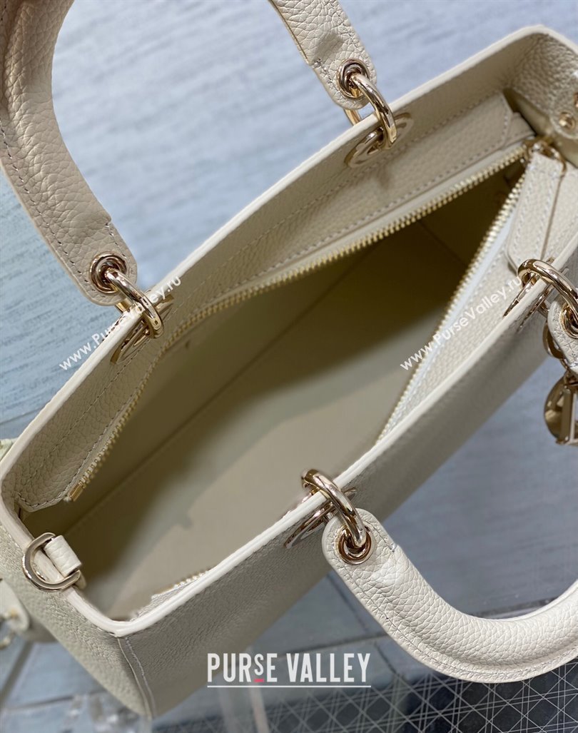 Dior Medium Lady D-Sire My ABCDior Tote Bag in White Grained Calf Leather 2024 (XXG-240415101)