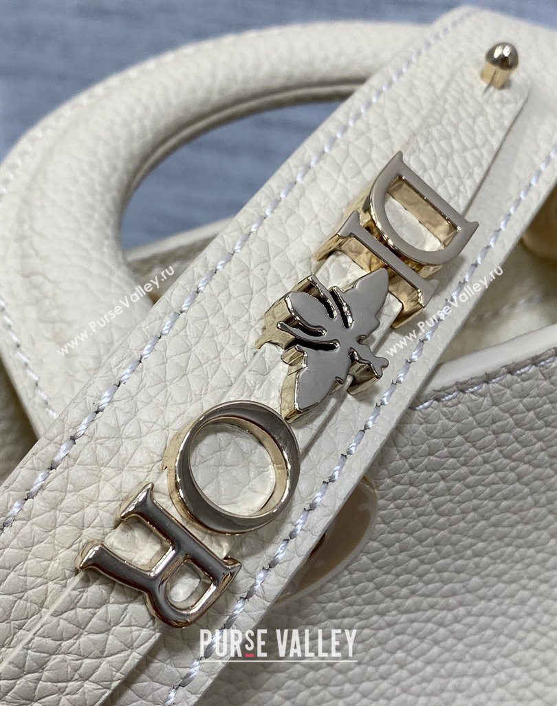 Dior Small Lady D-Sire My ABCDior Tote Bag in White Grained Calf Leather 2024 (XXG-240415102)