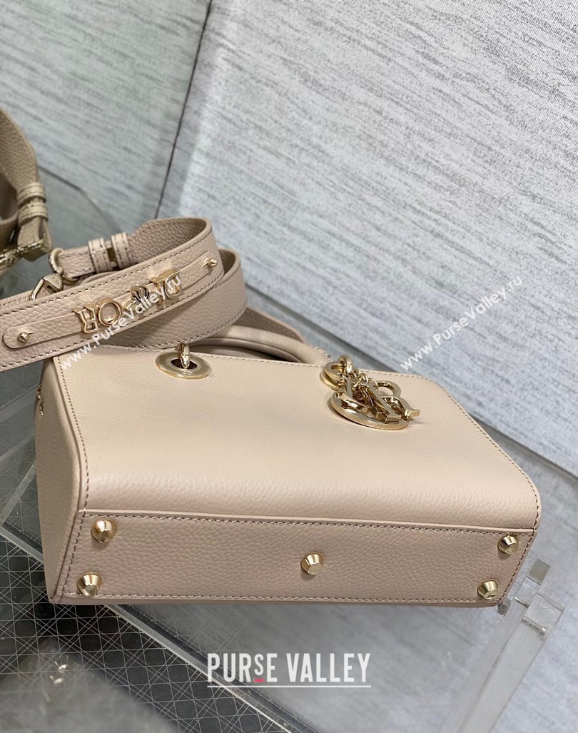 Dior Small Lady D-Sire My ABCDior Tote Bag in Powder Pink Grained Calf Leather 2024 (XXG-240415106)