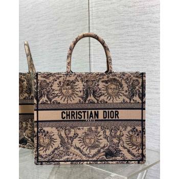 Dior Large Book Tote Bag Bag in Toile de Jouy Soleil Embroidery Beige/Black 2024 (XXG-240415083)