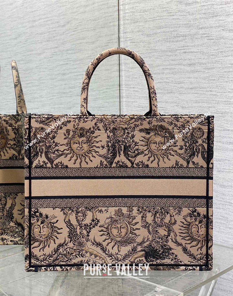 Dior Large Book Tote Bag Bag in Toile de Jouy Soleil Embroidery Beige/Black 2024 (XXG-240415083)