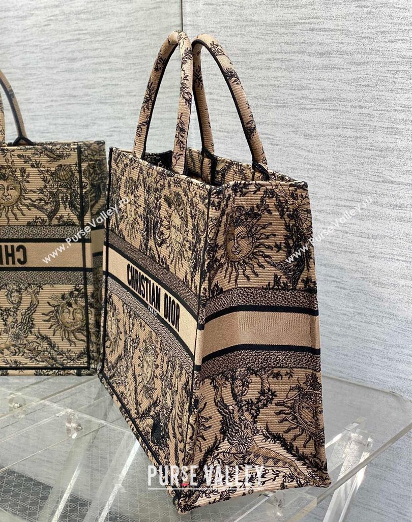 Dior Large Book Tote Bag Bag in Toile de Jouy Soleil Embroidery Beige/Black 2024 (XXG-240415083)