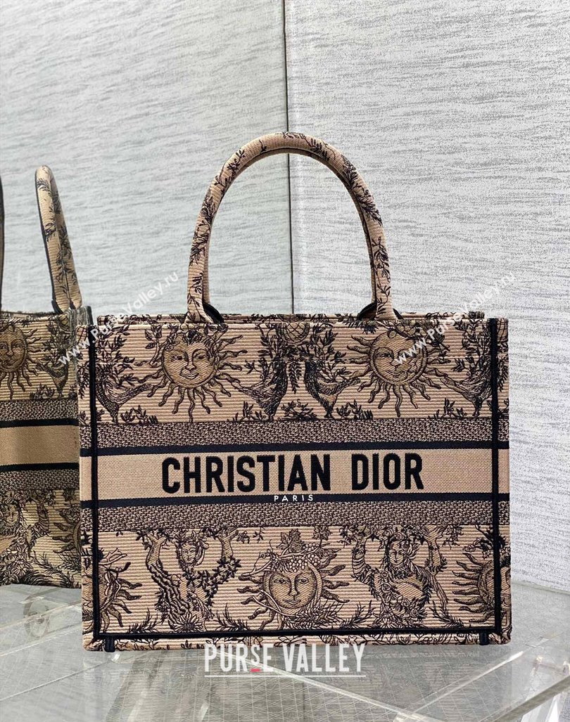 Dior Medium Book Tote Bag Bag in Toile de Jouy Soleil Embroidery Beige/Black 2024 (BF-240415084)