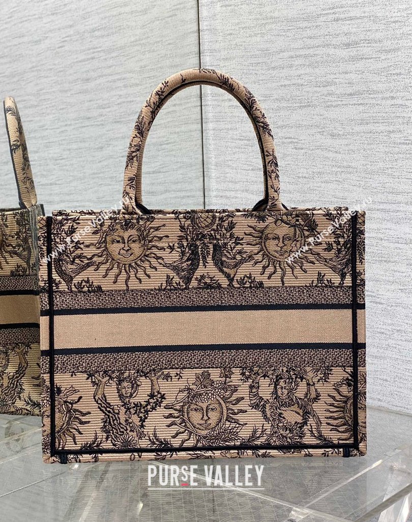 Dior Medium Book Tote Bag Bag in Toile de Jouy Soleil Embroidery Beige/Black 2024 (BF-240415084)