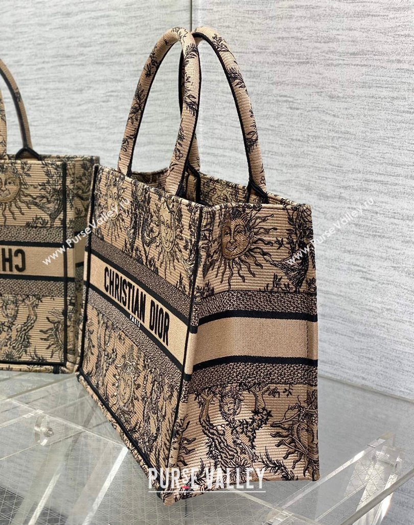 Dior Medium Book Tote Bag Bag in Toile de Jouy Soleil Embroidery Beige/Black 2024 (BF-240415084)