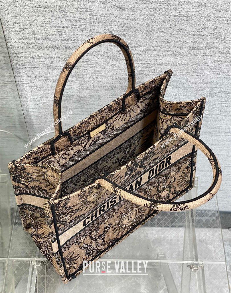 Dior Medium Book Tote Bag Bag in Toile de Jouy Soleil Embroidery Beige/Black 2024 (BF-240415084)