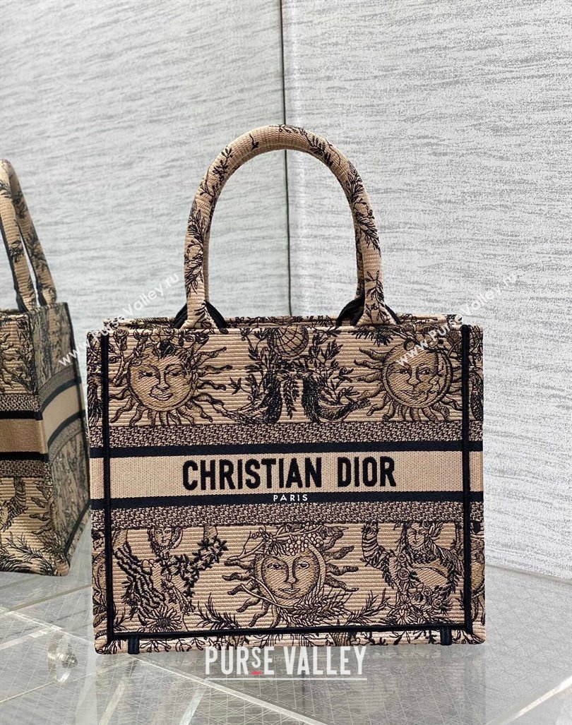 Dior Small Book Tote Bag Bag in Toile de Jouy Soleil Embroidery Beige/Black 2024 (BF-240415085)