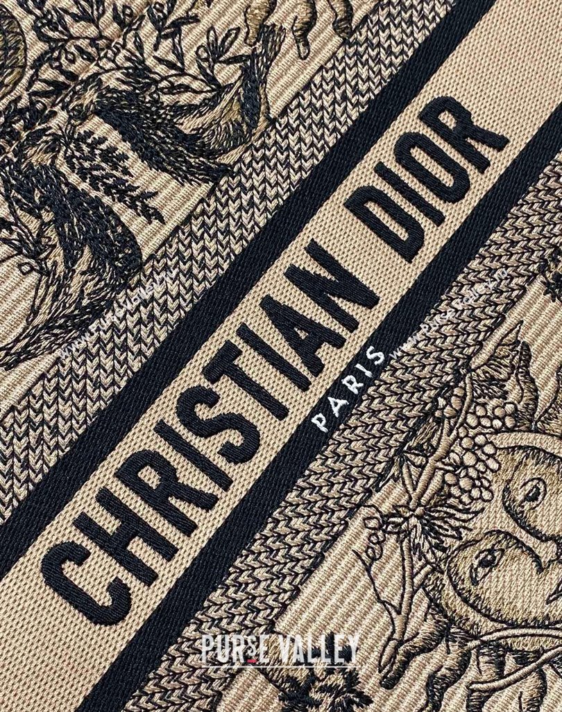 Dior Small Book Tote Bag Bag in Toile de Jouy Soleil Embroidery Beige/Black 2024 (BF-240415085)