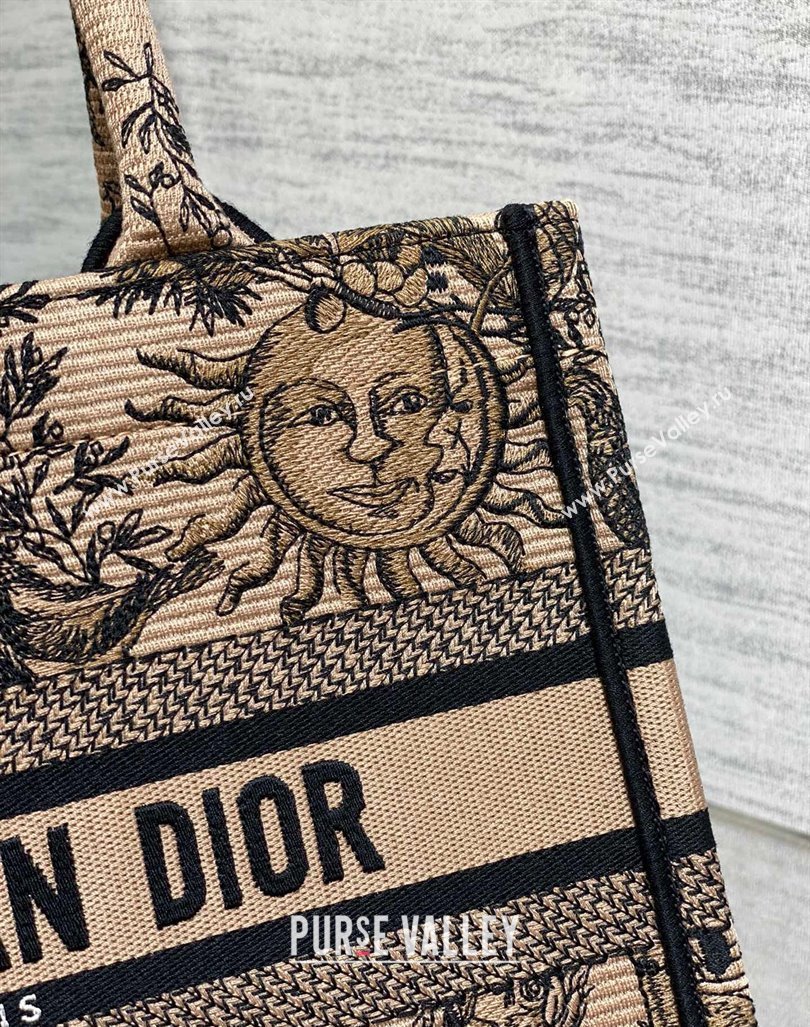 Dior Small Book Tote Bag Bag in Toile de Jouy Soleil Embroidery Beige/Black 2024 (BF-240415085)
