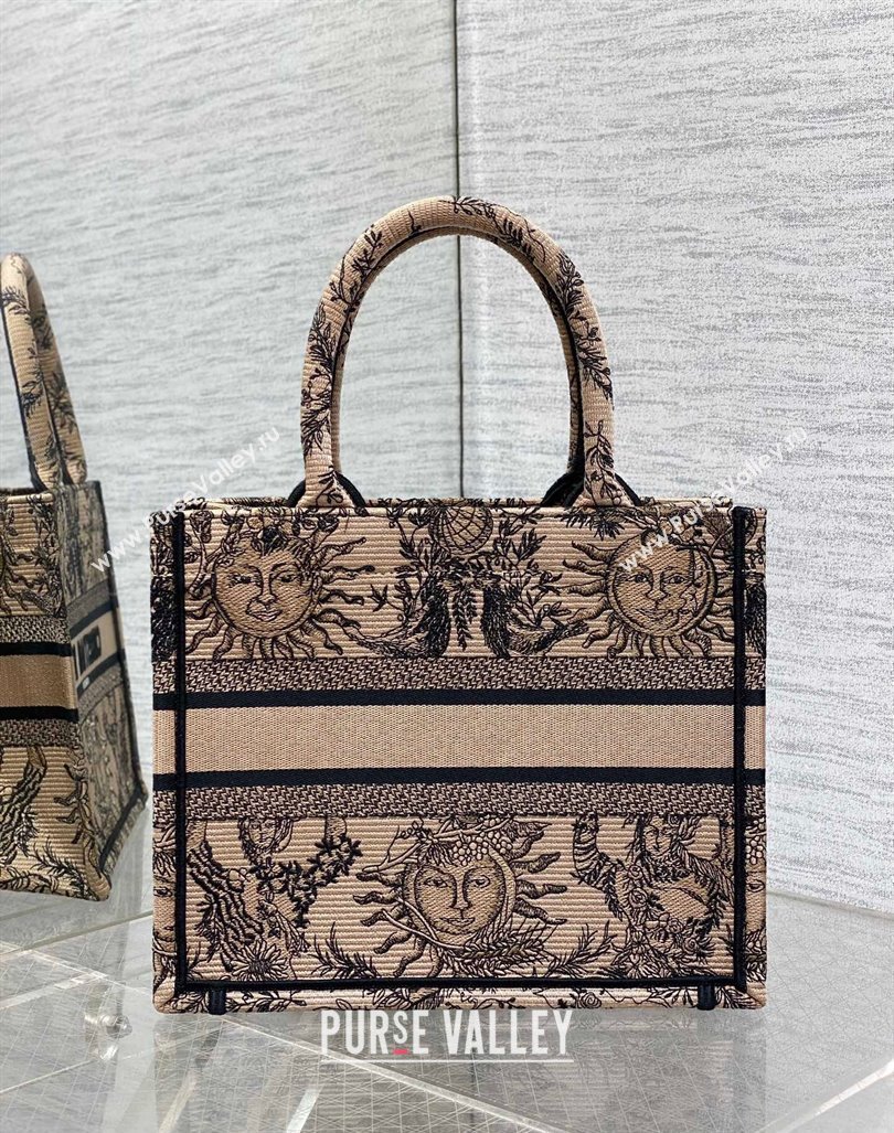 Dior Small Book Tote Bag Bag in Toile de Jouy Soleil Embroidery Beige/Black 2024 (BF-240415085)