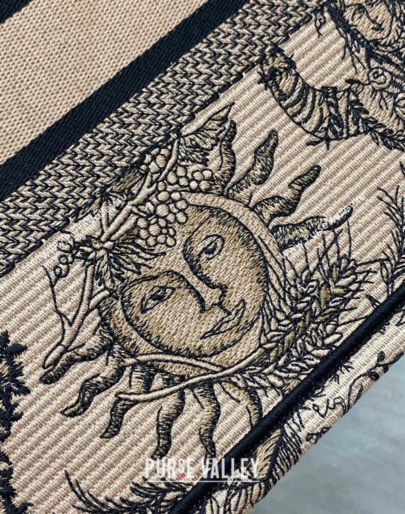 Dior Small Book Tote Bag Bag in Toile de Jouy Soleil Embroidery Beige/Black 2024 (BF-240415085)