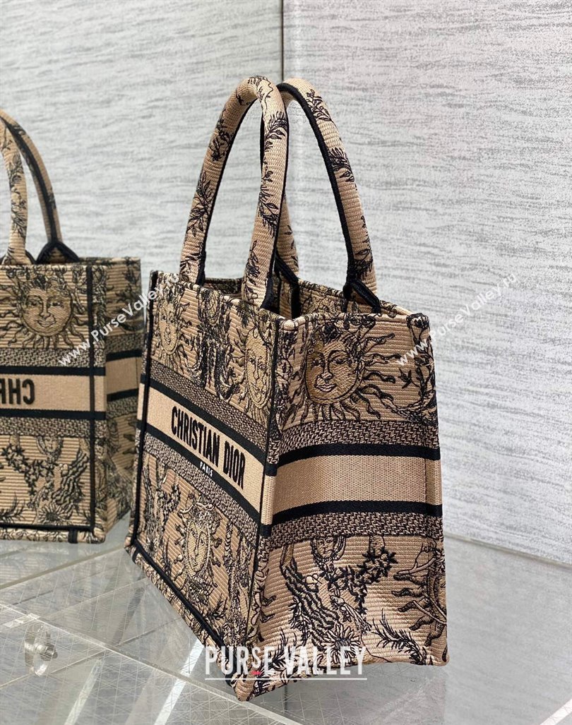 Dior Small Book Tote Bag Bag in Toile de Jouy Soleil Embroidery Beige/Black 2024 (BF-240415085)