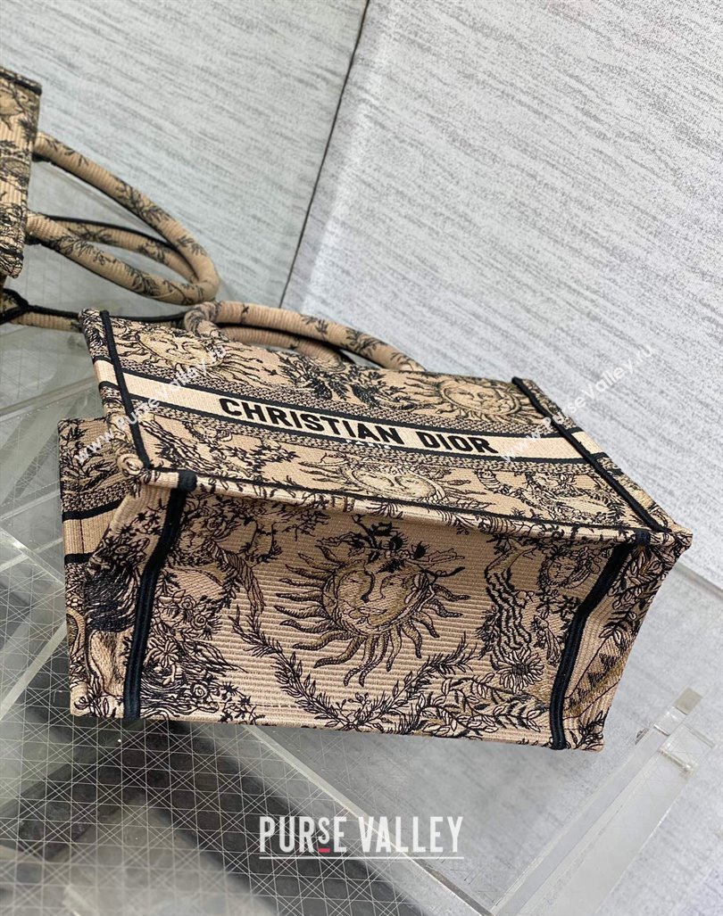 Dior Small Book Tote Bag Bag in Toile de Jouy Soleil Embroidery Beige/Black 2024 (BF-240415085)