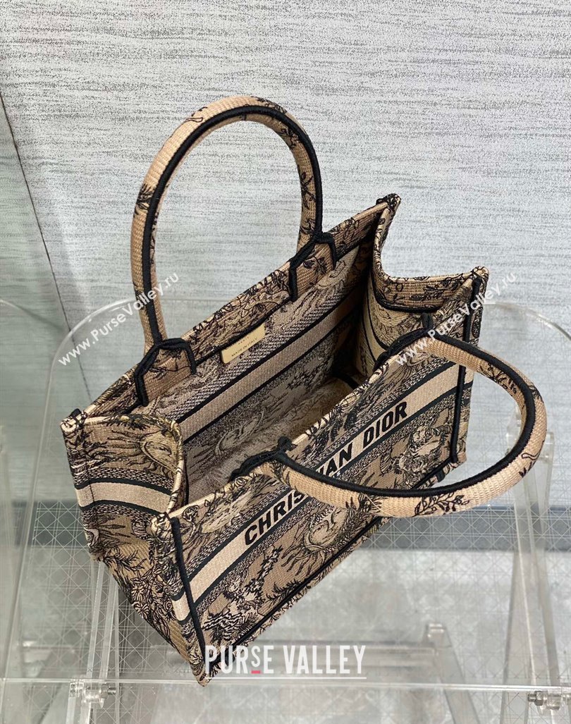 Dior Small Book Tote Bag Bag in Toile de Jouy Soleil Embroidery Beige/Black 2024 (BF-240415085)