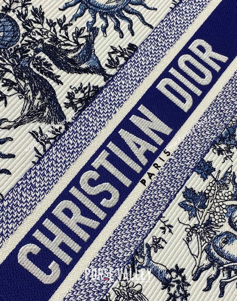 Dior Large Book Tote Bag Bag in Toile de Jouy Soleil Embroidery White/Blue 2024 (XXG-240415086)